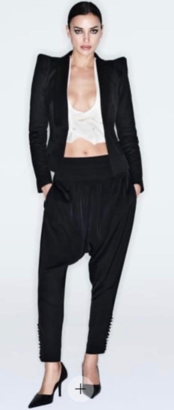 NWT Zara ZW Collection Black Satin Tuxedo Pants Low Rise Button Hem Size Large